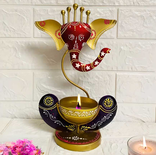 Intricately Crafted Spiritual Decor Ganesha with Tealight Candle Holder - Style My Room