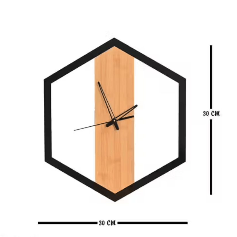 Hexagon Wooden Wall Clock – Modern Design Style My Room
