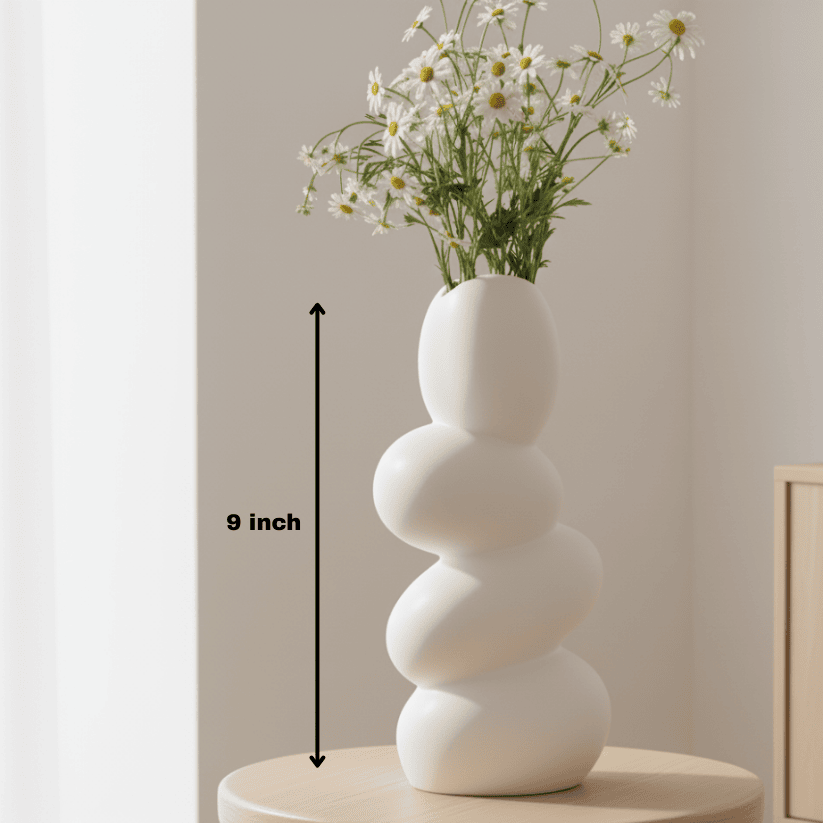 Pebble Ceramic Vase – 9" Off-White Egg Shape Table Centerpiece Style My Room