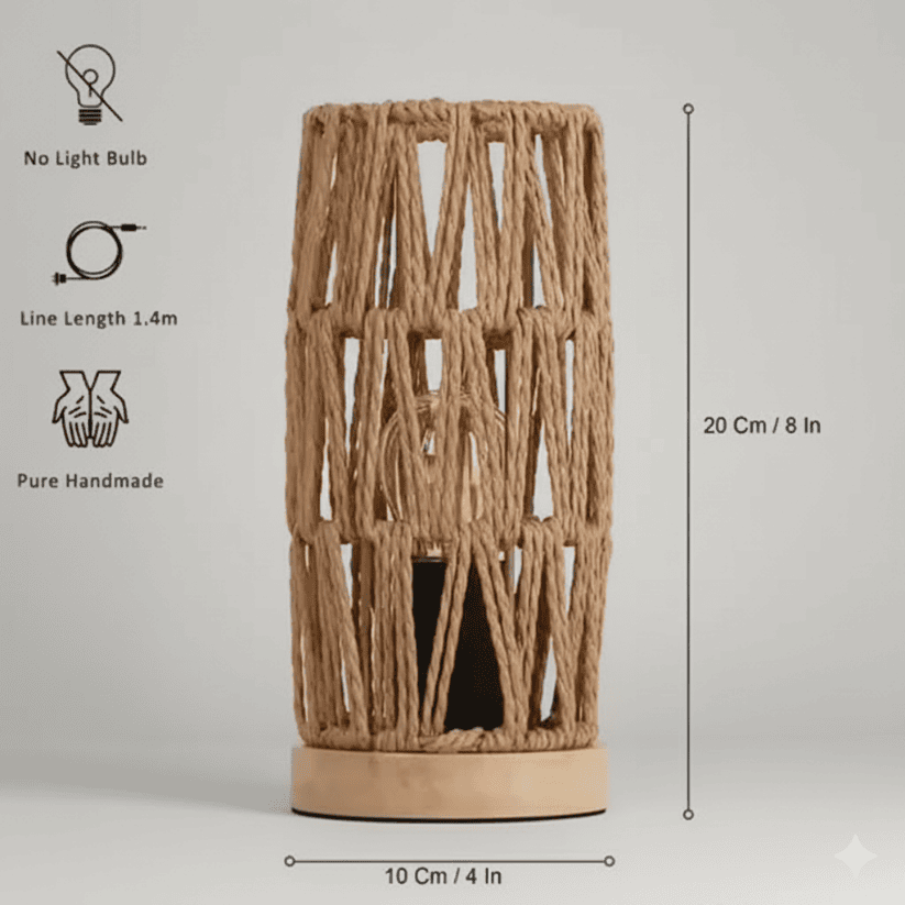 Boho Wooden Rattan Bedside Lamp Style My Room