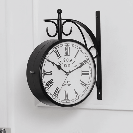 Antique Black Double-Sided Hanging Wall Clock (8 Inch) Style My Room