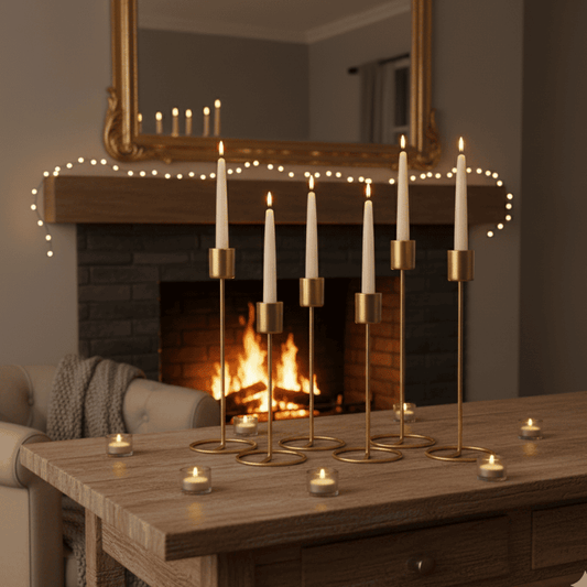 Set of 6 Golden Candle Holders – Luxury Home & Diwali Décor Style My Room
