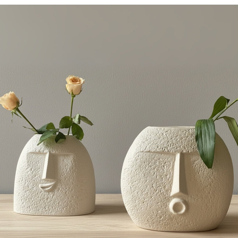 Ceramic Face Vase Set of 2 – Blo Kiss & Upbeat Design | Modern Rustic Home Décor Flower Vases Style My Room