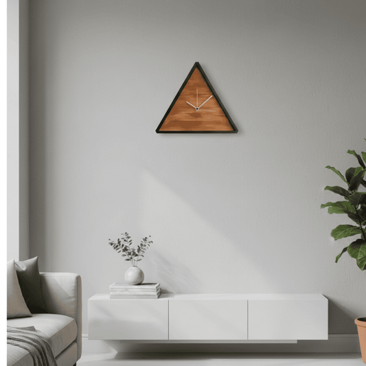 Triangle Wooden Wall Clock – Unique Design Style My Room