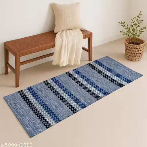 Zigzag Striped Cotton Runner Rug – 22x60 Boho Long Carpet for Hallway or Living Room - Style My Room