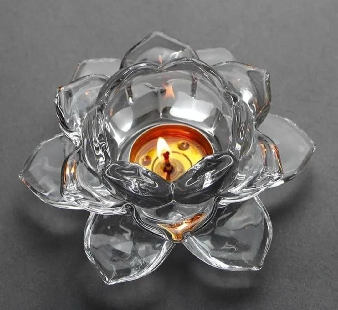 Glass Lotus Flower Tea Light Candle Holder Set - Style My Room