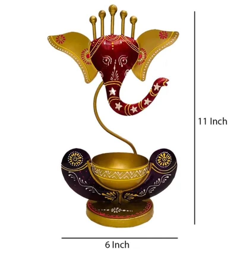 Intricately Crafted Spiritual Decor Ganesha with Tealight Candle Holder - Style My Room