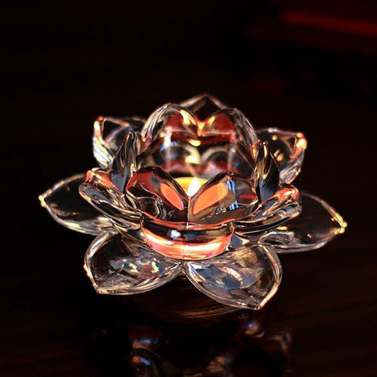 Glass Lotus Flower Tea Light Candle Holder Set - Style My Room