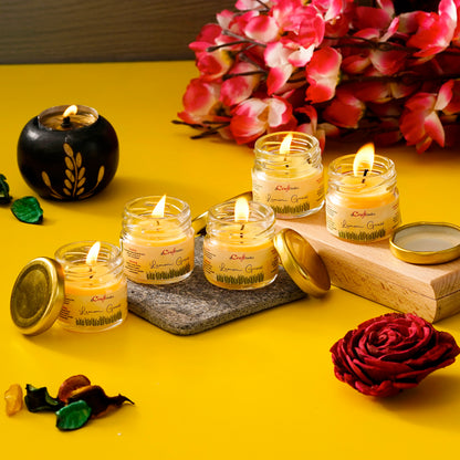 eCraftIndia Set of 5 Lemon Grass Scented Minijar Candle - Style My Room