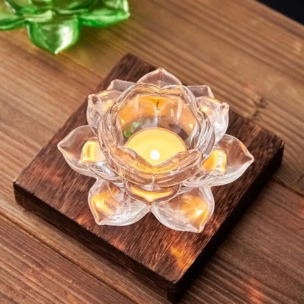 Glass Lotus Flower Tea Light Candle Holder Set - Style My Room