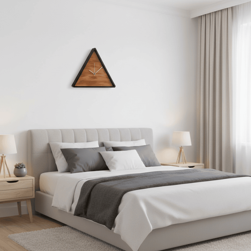 Triangle Wooden Wall Clock – Unique Design Style My Room