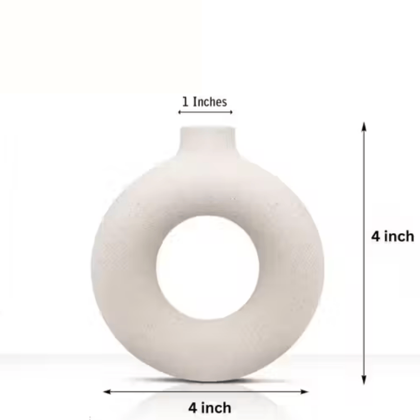 Modern Ceramic Donut Vase – Minimal Table Centerpiece Décor (4") Style My Room