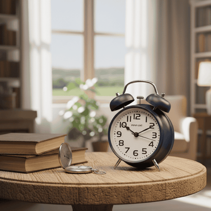 Luxe Retro Blue Twin Bell Alarm Clock Style My Room