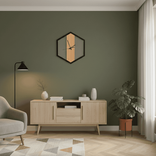 Hexagon Wooden Wall Clock – Modern Design Style My Room