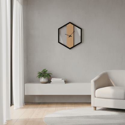 Hexagon Wooden Wall Clock – Modern Design Style My Room
