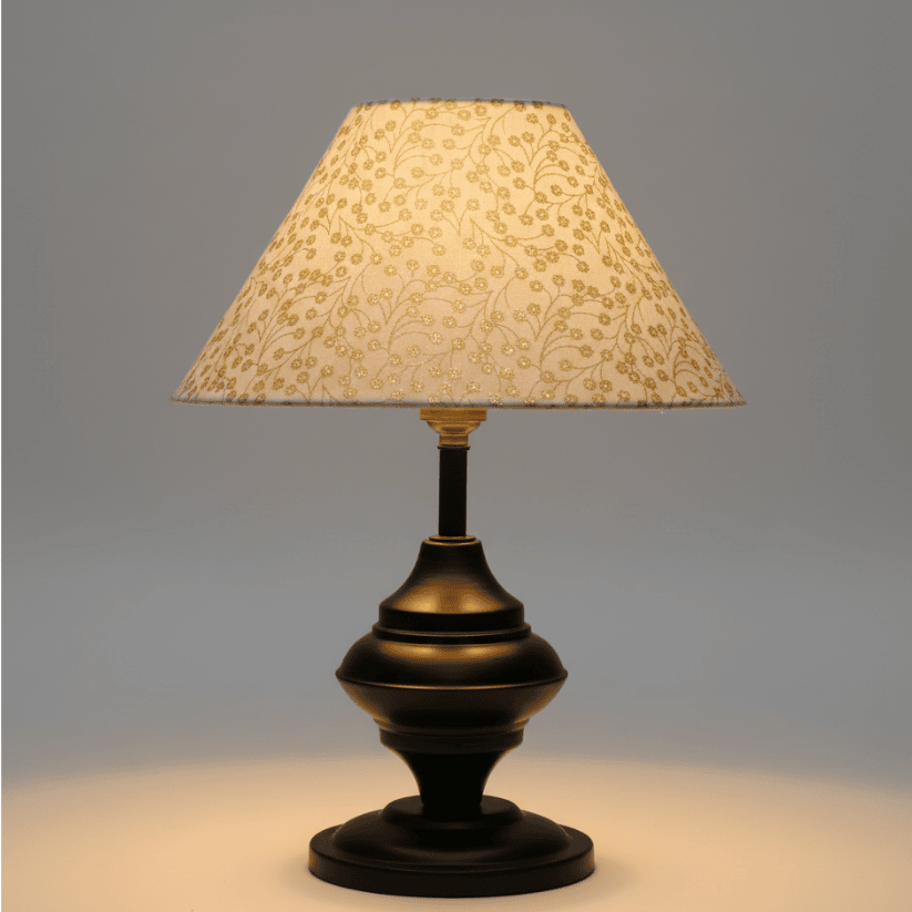 Beige & Gold Fabric Shade with Metal Base Table Lamp Style My Room