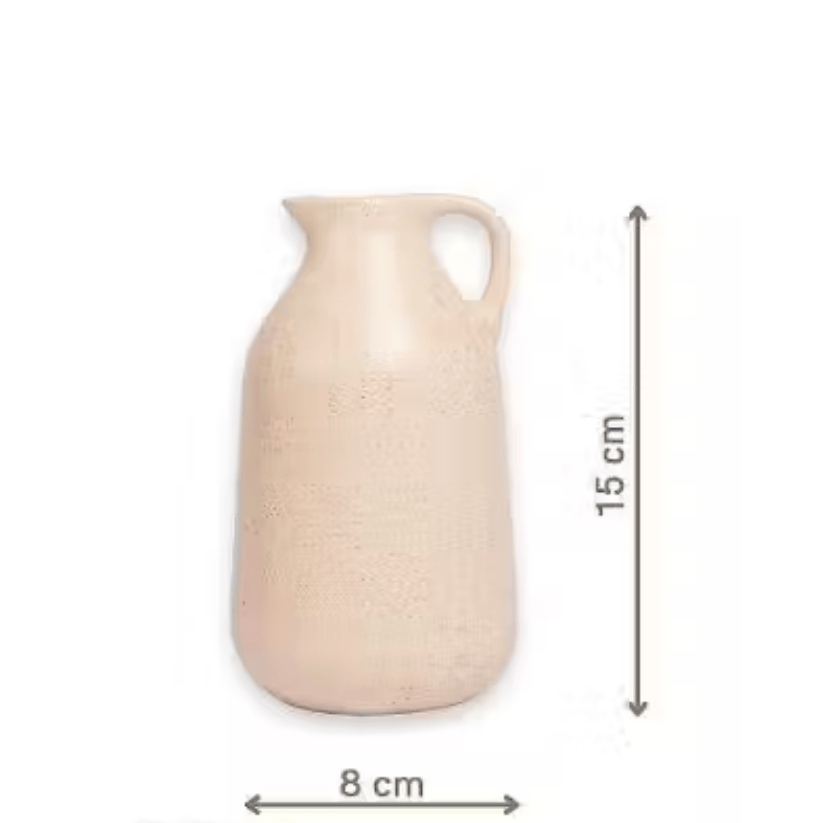 Off-White Ceramic Jug Vase – 7" Flower Pot for Table & Home Décor Style My Room