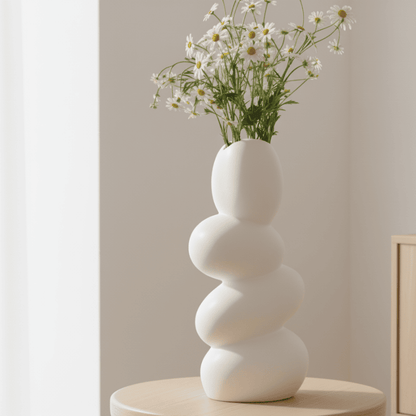 Pebble Ceramic Vase – 9" Off-White Egg Shape Table Centerpiece Style My Room