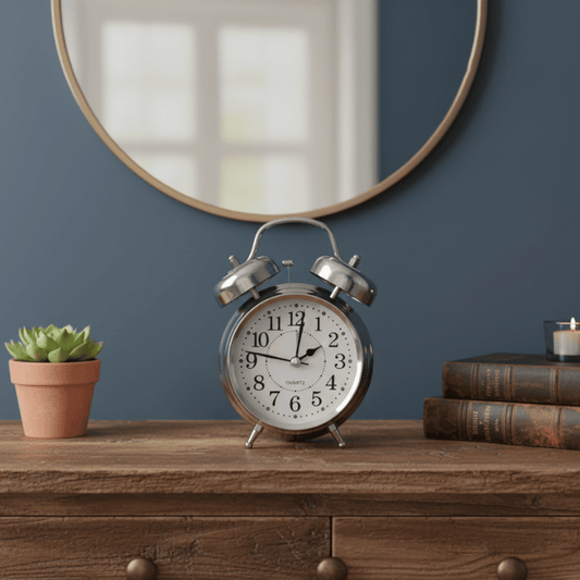 Vintage Twin Bell Alarm Clock – Silver Style My Room