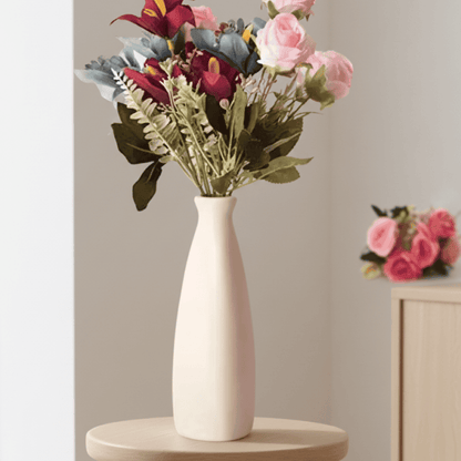 Handmade Ceramic Flower Vase – 9" Off-White Modern Table Décor Style My Room