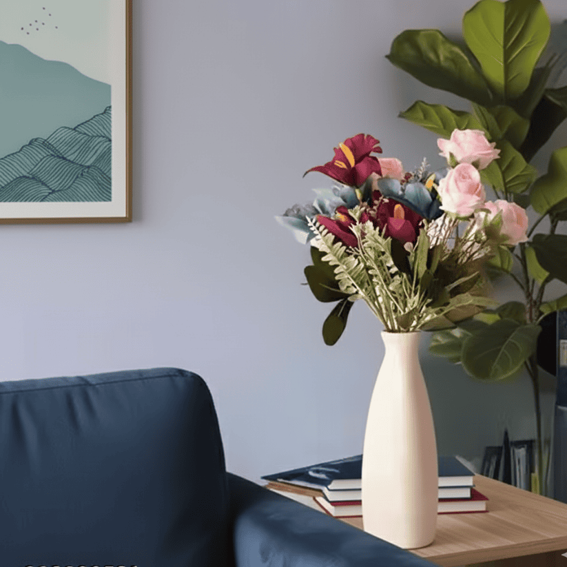 Handmade Ceramic Flower Vase – 9" Off-White Modern Table Décor Style My Room
