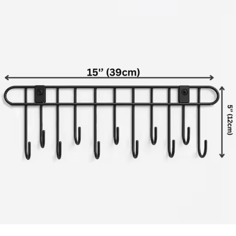 Premium Black Metal Key Holder – 11 Hook Wall-Mounted Organizer Style My Room