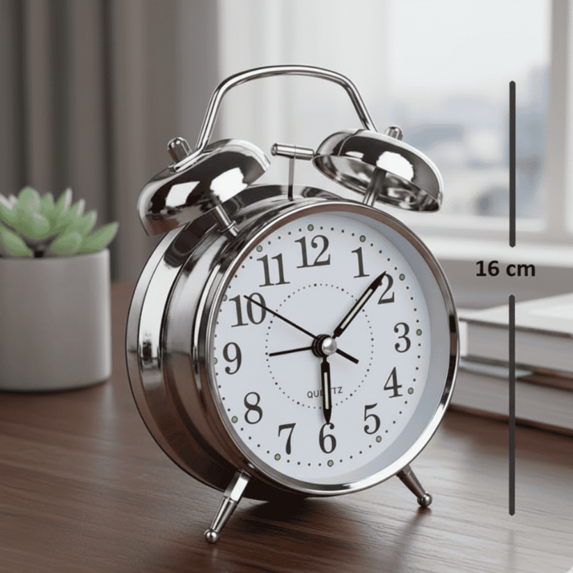Vintage Twin Bell Alarm Clock – Silver Style My Room