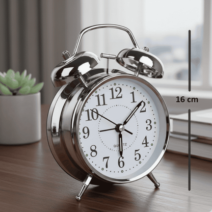 Vintage Twin Bell Alarm Clock – Silver Style My Room