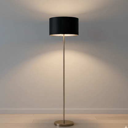 Modern Floor Lamp with Silver Stand & Black Shade – 4.5 Ft Style My Room