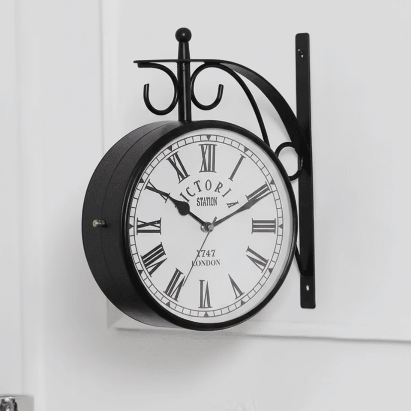 Antique Black Double-Sided Hanging Wall Clock (8 Inch) Style My Room