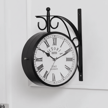 Antique Black Double-Sided Hanging Wall Clock (8 Inch) Style My Room