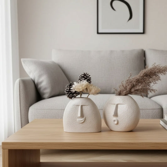 Ceramic Face Vase Set of 2 – Blo Kiss & Upbeat Design | Modern Rustic Home Décor Flower Vases Style My Room