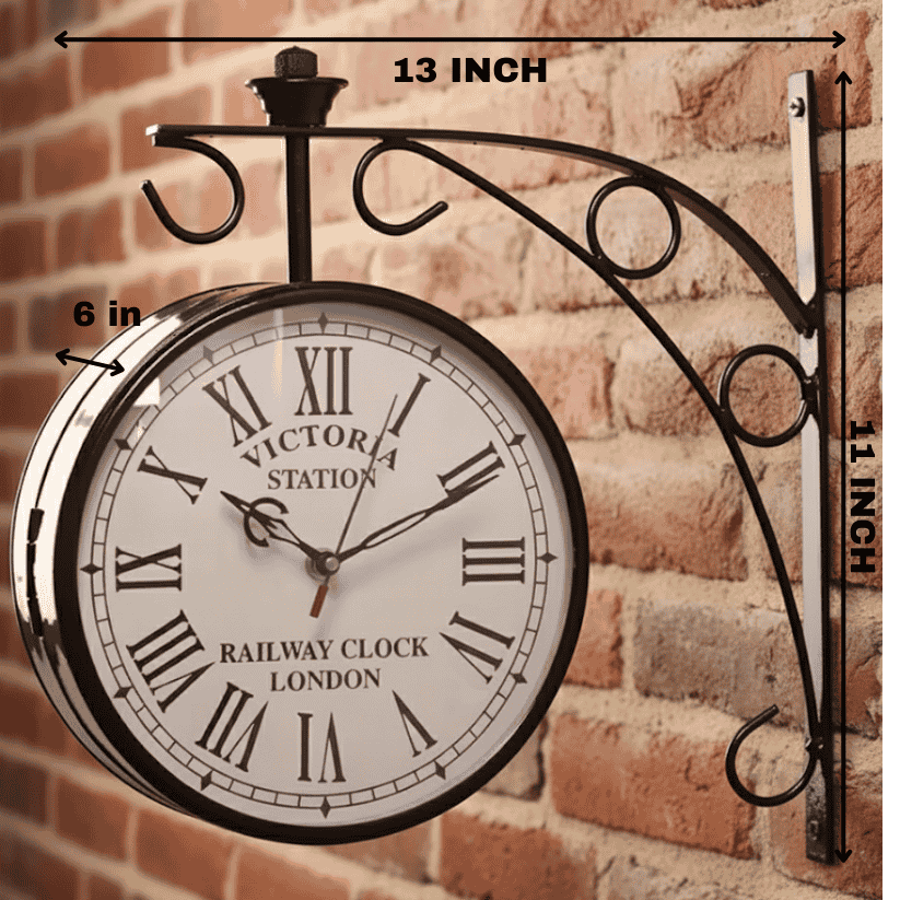 Vintage Double-Sided Metal Wall Clock (8 inch) Style My Room