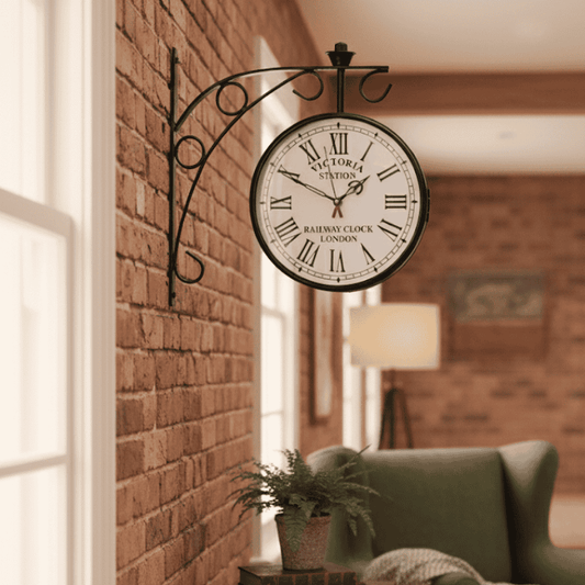 Vintage Double-Sided Metal Wall Clock (8 inch) Style My Room