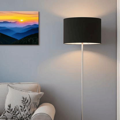 Modern Floor Lamp with Silver Stand & Black Shade – 4.5 Ft Style My Room