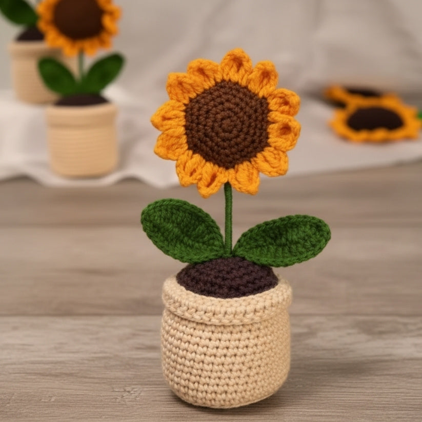 Handmade Crochet Sunflower in Pot | Eco-Friendly Home Decor & Gift Style My Room