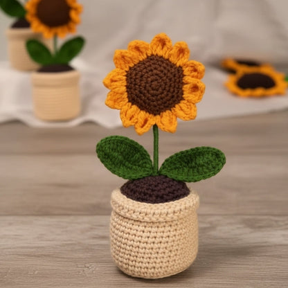 Handmade Crochet Sunflower in Pot | Eco-Friendly Home Decor & Gift Style My Room
