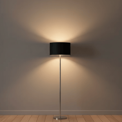 Modern Floor Lamp with Silver Stand & Black Shade – 4.5 Ft Style My Room