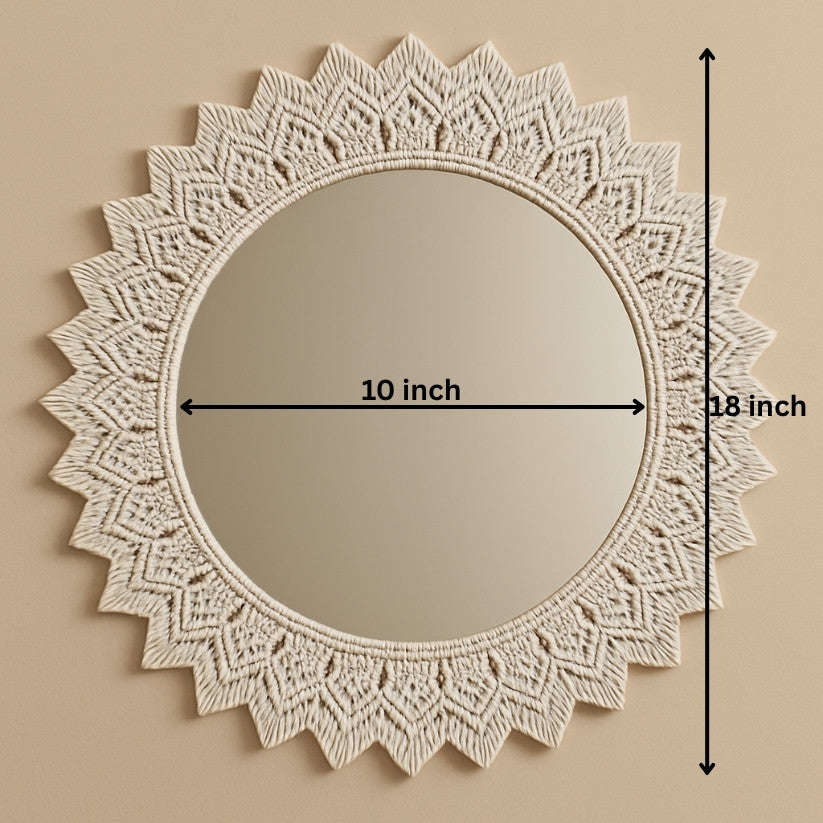 Boho Wall Decor Macrame Circle Hanging Mirror – Chic Bohemian Style for Bedroom, Living Room, Entryway, or Office Style My Room