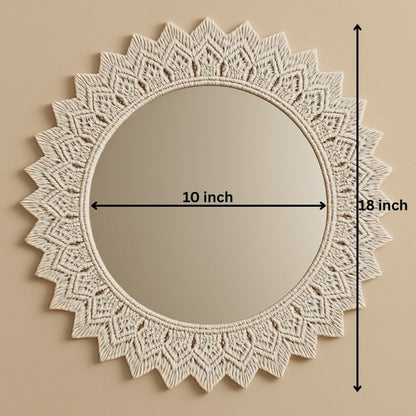 Boho Wall Decor Macrame Circle Hanging Mirror – Chic Bohemian Style for Bedroom, Living Room, Entryway, or Office Style My Room