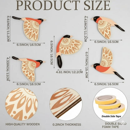 Wooden 3D Birds Wall Art Panel – Set of 5 Nature-Inspired Hangings Style My Room