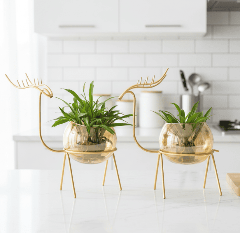 Brass Finish Decorative Vase & Candle Holder – Set of 2 Royal Showpieces Style My Room