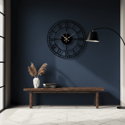 Vintage Roman Numeral Metal Wall Clock – 40 CM (Black & Gold) Style My Room