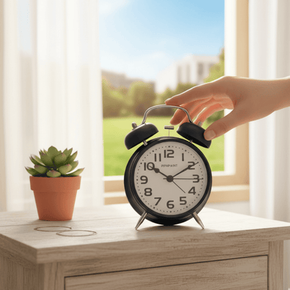 Luxe Retro Blue Twin Bell Alarm Clock Style My Room