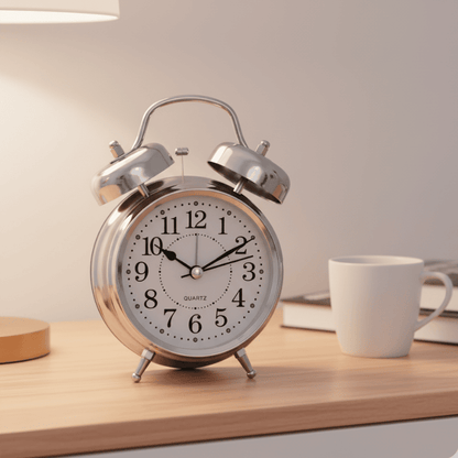 Vintage Twin Bell Alarm Clock – Silver Style My Room