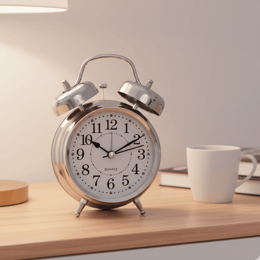 Vintage Twin Bell Alarm Clock – Silver Style My Room