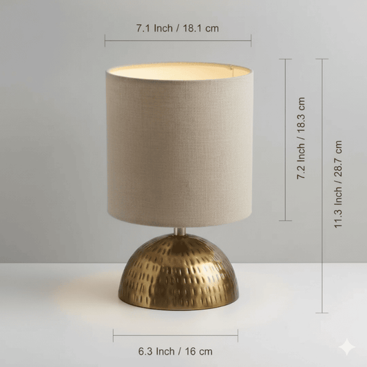 Golden Hammered Decorative Iron Table Lamp – Elegant Bedside & Living Room Lighting (11.3 Inches) Style My Room
