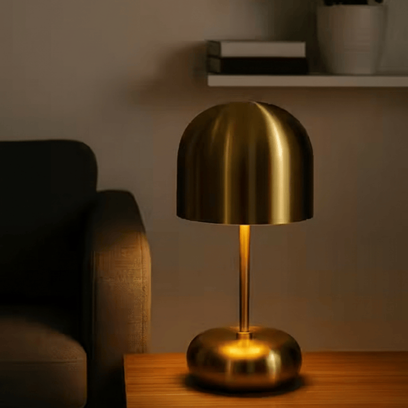 Golden Metal Table Lamp with Gold Base and Shade – Elegant Decorative Lighting for Home or Office Style My Room