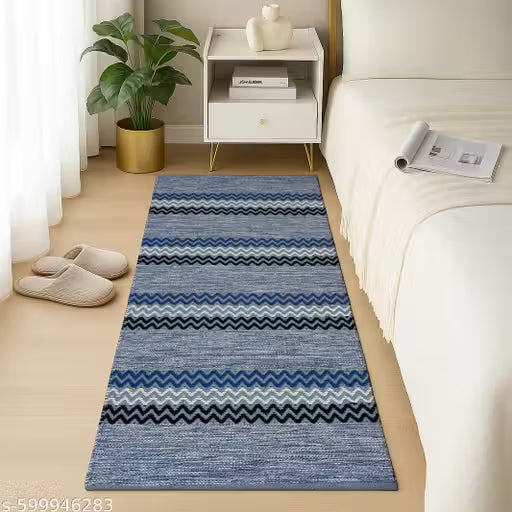 Zigzag Striped Cotton Runner Rug – 22x60 Boho Long Carpet for Hallway or Living Room - Style My Room